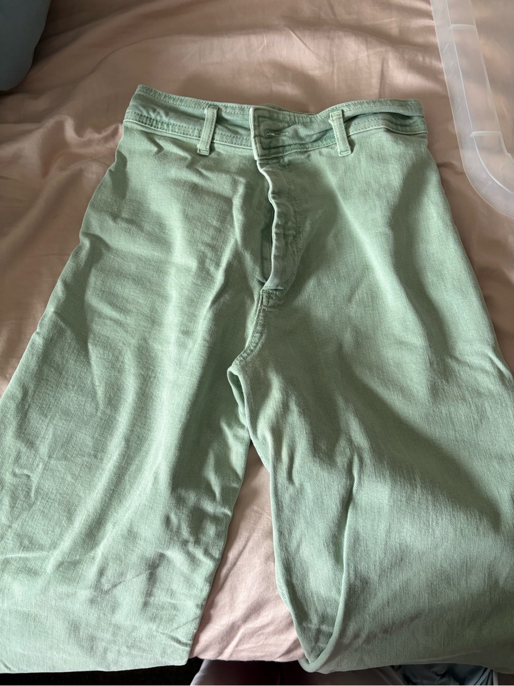 Zara Mint Green High-Rise Jeans